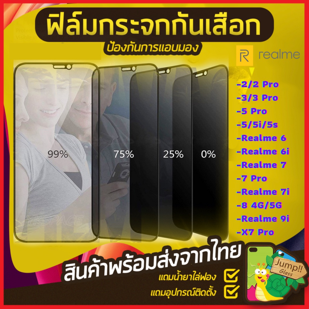 ฟิล์มกระจกนิรภัยกันเสือก Realme 8i 9i 9 10 Pro 8 7 6 6i 7i 5i C11 C12 C15 C17 C65 C51 C33 C35 C53 Re