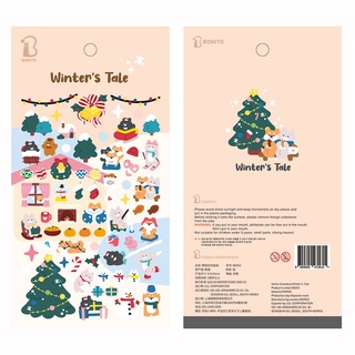 Peach 1Pcs B6053 Korean BONITO Cute Animal Christmas sticker Journal Scrapbook Decor Sticker