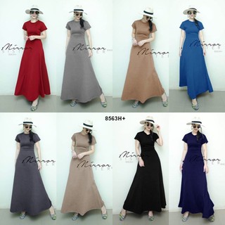 J8563 Maxi Dress แม็กซี่เดรส สีพื้น