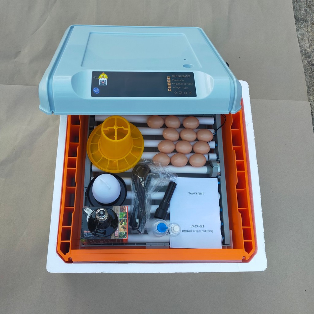 ตู้ฟักไข่อัตโนมัติแบบถาดกลิ้ง แบบลิ้นชัก ฟักได้ทั้ง ไข่ไก่ ไข่เป็ด ไข่ห่าน ขนาด 64ฟอง สีเทา ของแถม 9รายการ รับประกัน 3ปี