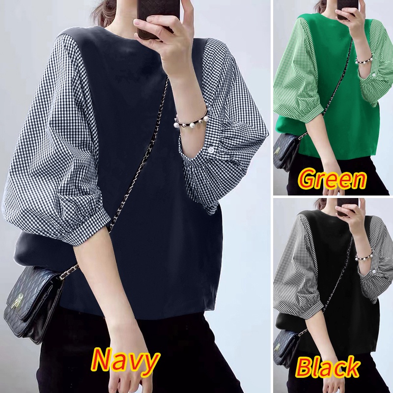 Zanzea เสื้อเบลาส์ถัก ลายสก๊อต สไตล์เกาหลี สําหรับผู้หญิง - รูปที่ 2