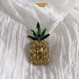 Pineapple brooch - เข็มกลัดสัปปะรด ประดับพลอยเทียมสีเหลือง เขียว