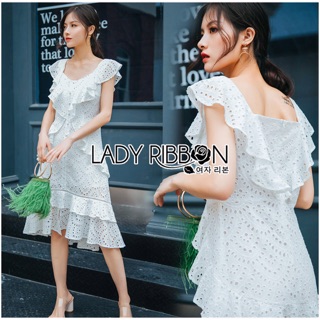 Laser-cut White Cotton Dress