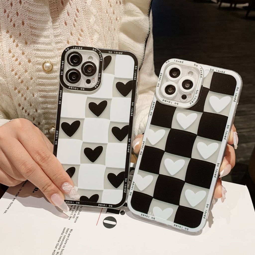 -พร้อมส่งในไทย-เคสซิลิโคน สกรีนลายตารางขาว/ดำ TPU นิ่ม สำหรับรุ่น 14/14PRO 14 PROMAX 13/13PRO 13PROMAX 12 11 XS#267 ราคา ถูกที่สุด ดีลบีเคเค แกลเลอรีภาพที่ 7