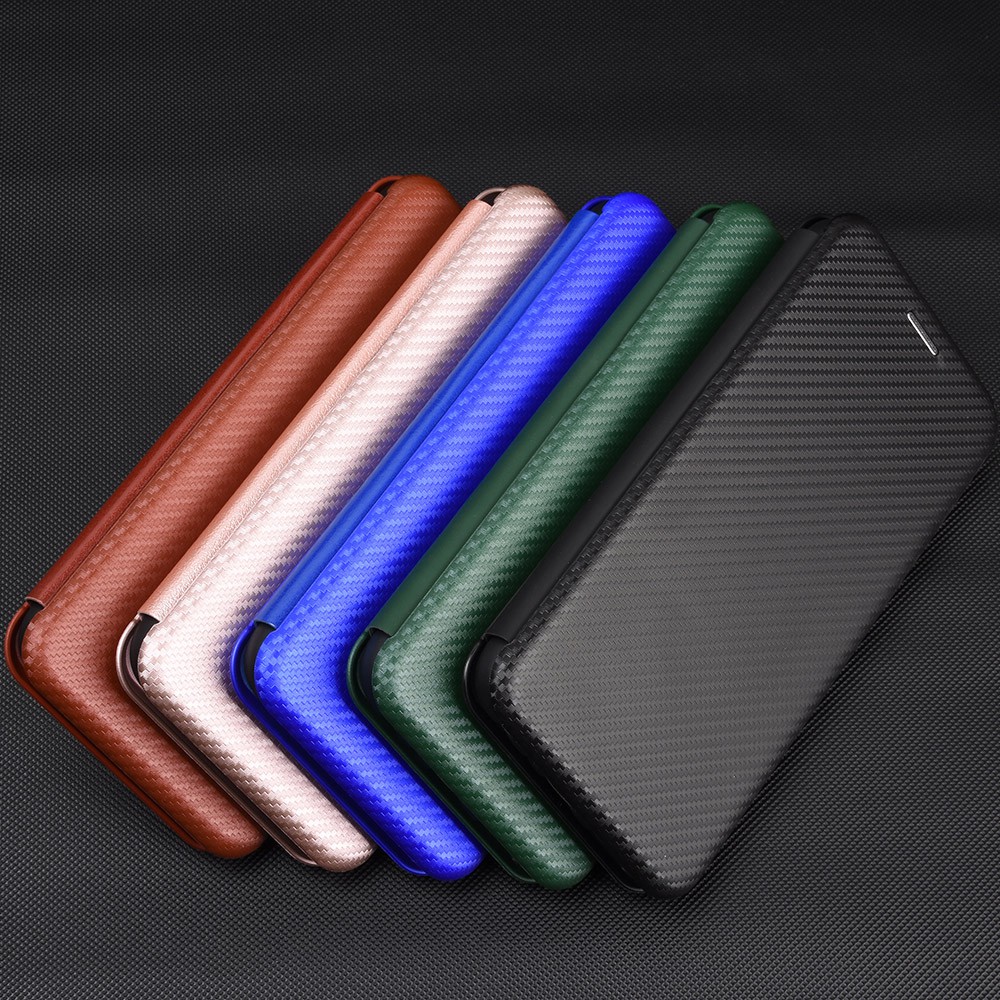 พลิกซองหนังโทรศัพท์ Realme C1 X3 C11 C3 5 6 XT X2 X50 Pro 5I 5S 6I  Mobile Phone Case Carbon Fiber Flip Leather Back Cover