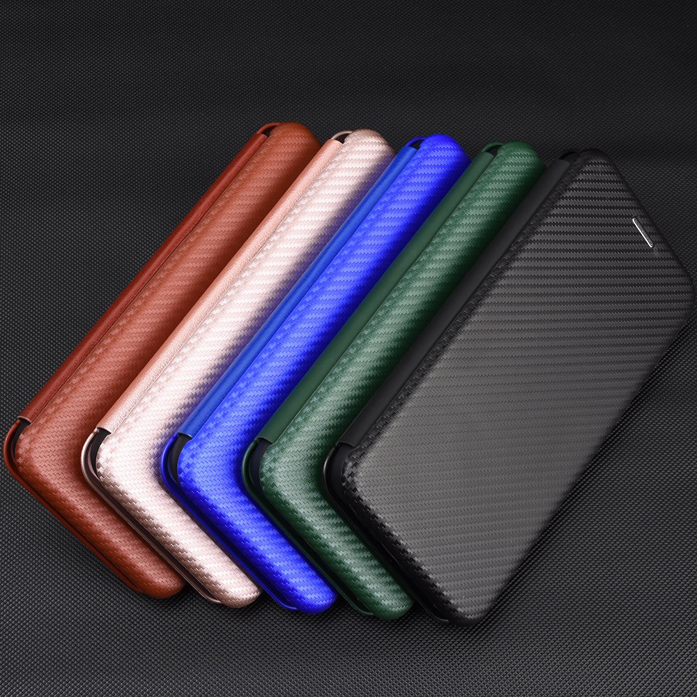 พลิกซองหนังโทรศัพท์ UMIDIGI Power 3 F2 A3S A3X A7 S5 Pro Mobile Phone Case Carbon Fiber Flip Leather Back Cover