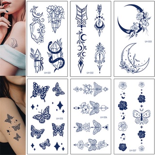 【Magic Tattoo】สติกเกอร์รอยสักชั่วคราว ลายผีเสื้อ ดวงจันทร์ ดอกไม้ งู กันน้ํา ติดทนนาน 15 วัน