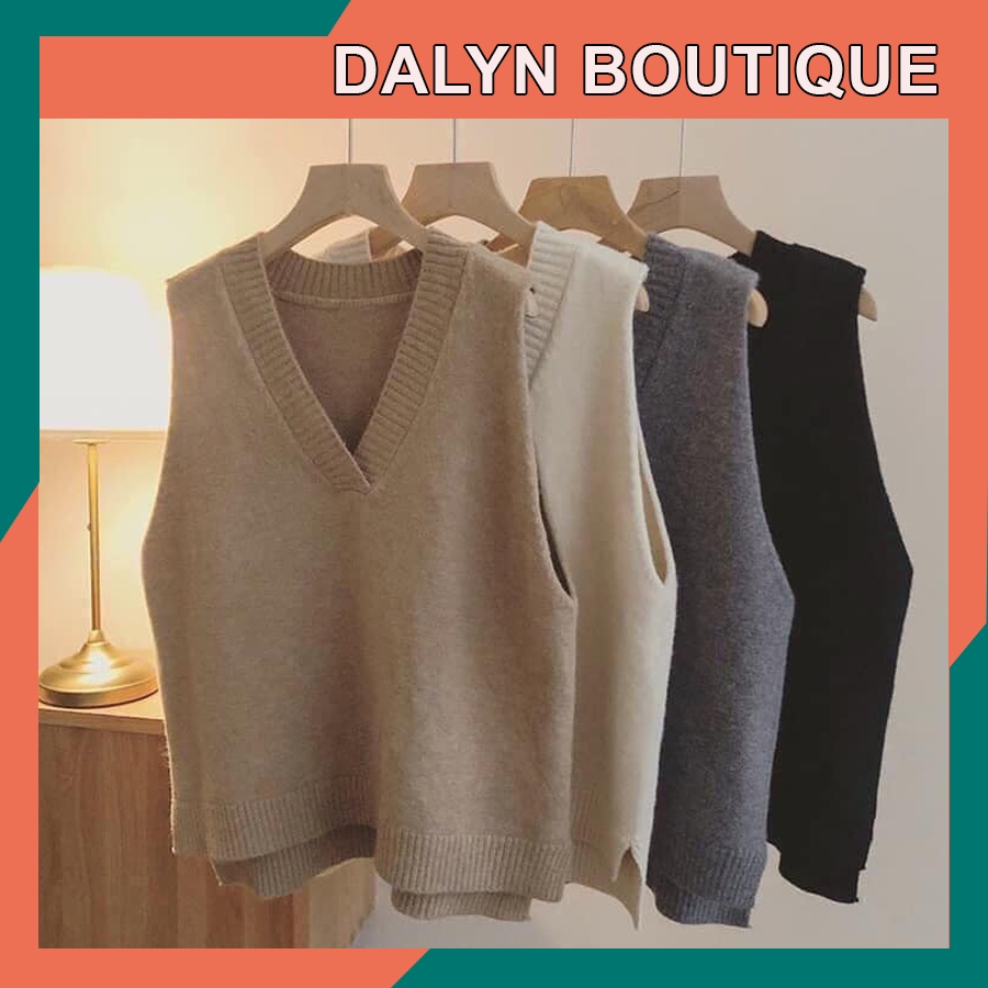 Dalyn Womens Korean Fine Wool Gilet with Slit Flap คอวีพร้อมเสื้อเชิ้ตสุดน่ารัก