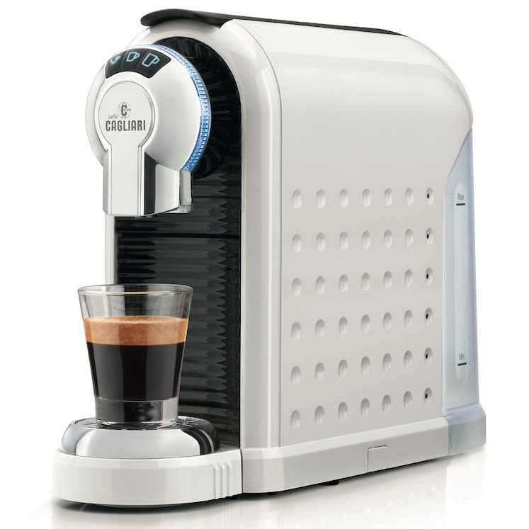 เครื่องทำกาแฟ ยีห้อ Caffe Cagliari สำเร็จรูป ระบบเนสเพรสโซ่ ทำจากประเทศอิตาลี (แถมฟรี 200 แค้ปซูล มูลค่า 4800 บาท) สีขาว