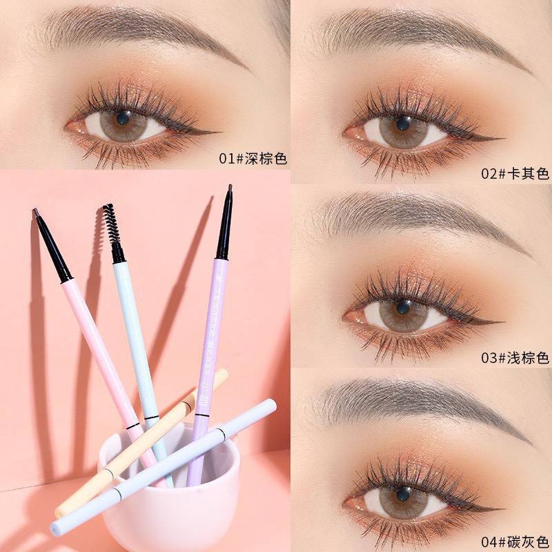 M019 ดินสอเขียนคิ้ว หัวเล็ก เขียนง่าย แบบหัวหมุน 5 เฉดสี คิ้วสวย ติดทนนาน