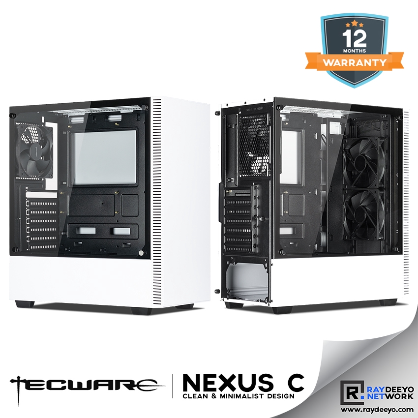 Tecware NEXUS C TG (สีขาว) เคสกระจกนิรภัย สําหรับเล่นเกม [ATX, Matx, Mini-ITX]