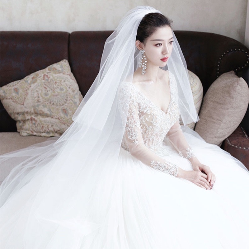 พร้อมส่ง🇹🇭 Veil ความยาว3เมตร 2เมตร ผ้าคลุมลายลูกไม้ เวลสำหรับเจ้าสาว