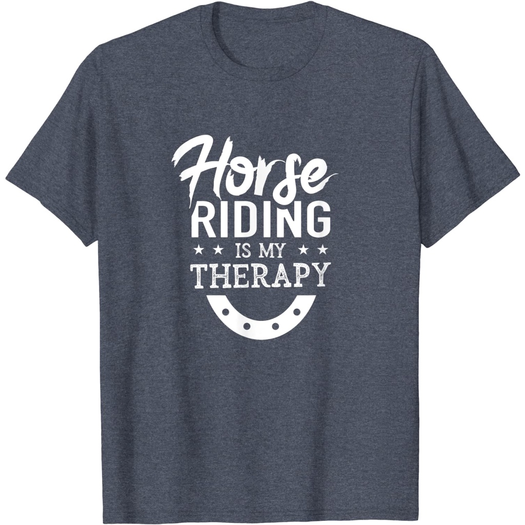 เสื้อยืด พิมพ์ลายม้าแข่งขัน Therapy Gallop Racer Horses สําหรับผู้ชาย