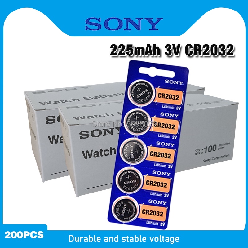 200pc for sony CR2032 3V Original Lithium Battery For Watch Remote Control Calculator CR2032 2032 bu
