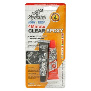 กาวอีพ็อคซี่แห้งเร็ว AB SPARKO 34 กรัม สีใส 4-MINUTE CLEAR EPOXY GLUE SPARKO 34G CLEAR