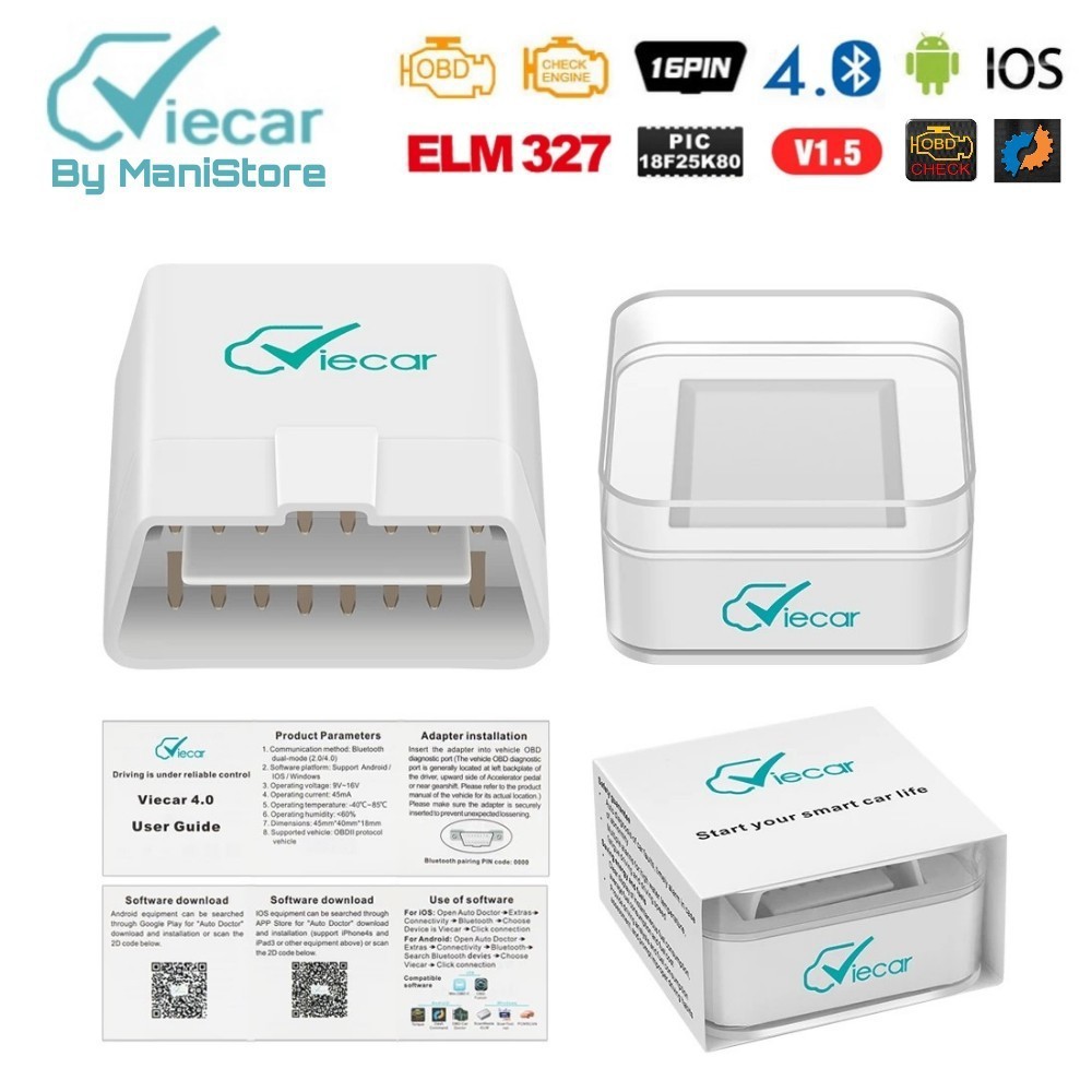 [Viecar] Viecar BLE4.0 ELM327 V1.5 PIC18F25K80 OBD2 Bluetooth 4.0 Scanner For Android/IOS OBD 2 Car Diagnostic Auto tool