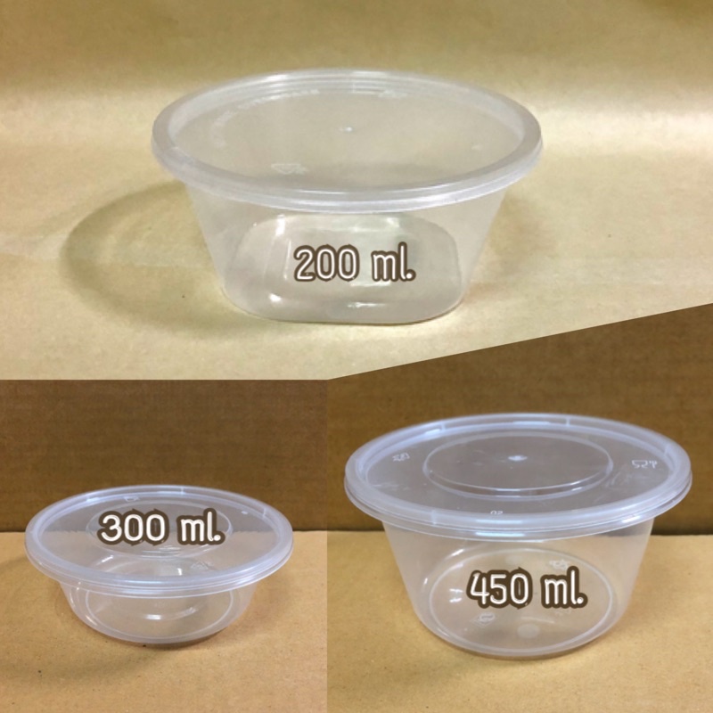 ถ้วยพลาสติกพร้อมฝา ทนร้อน เข้าไมโครเวฟได้ ขนาด 200,300,450 ML.ฝาล๊อคแน่น  กันน้ำรั่วซึม