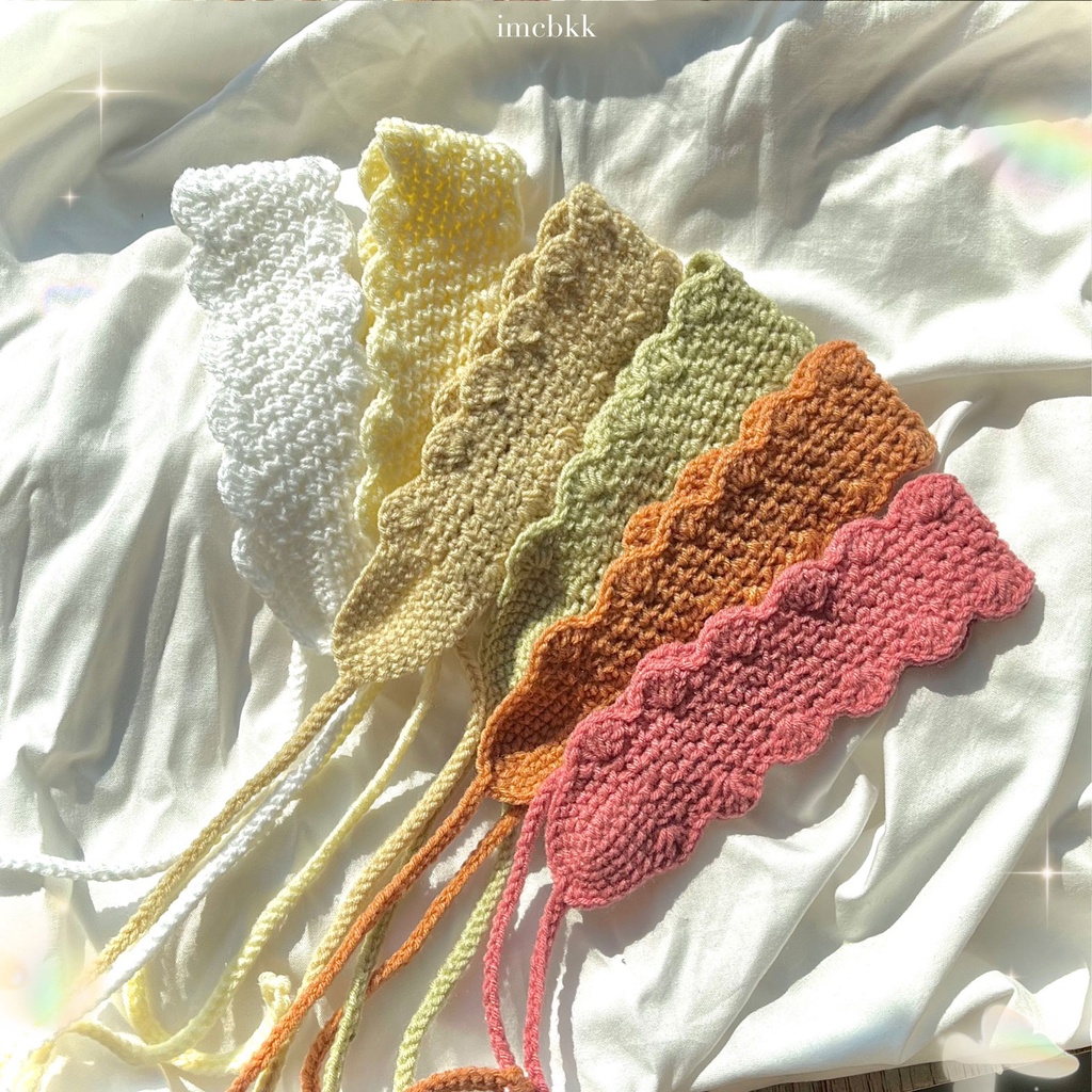 ที่คาดผมไหมพรม ขอบหยัก 〰️ cloud crochet headband