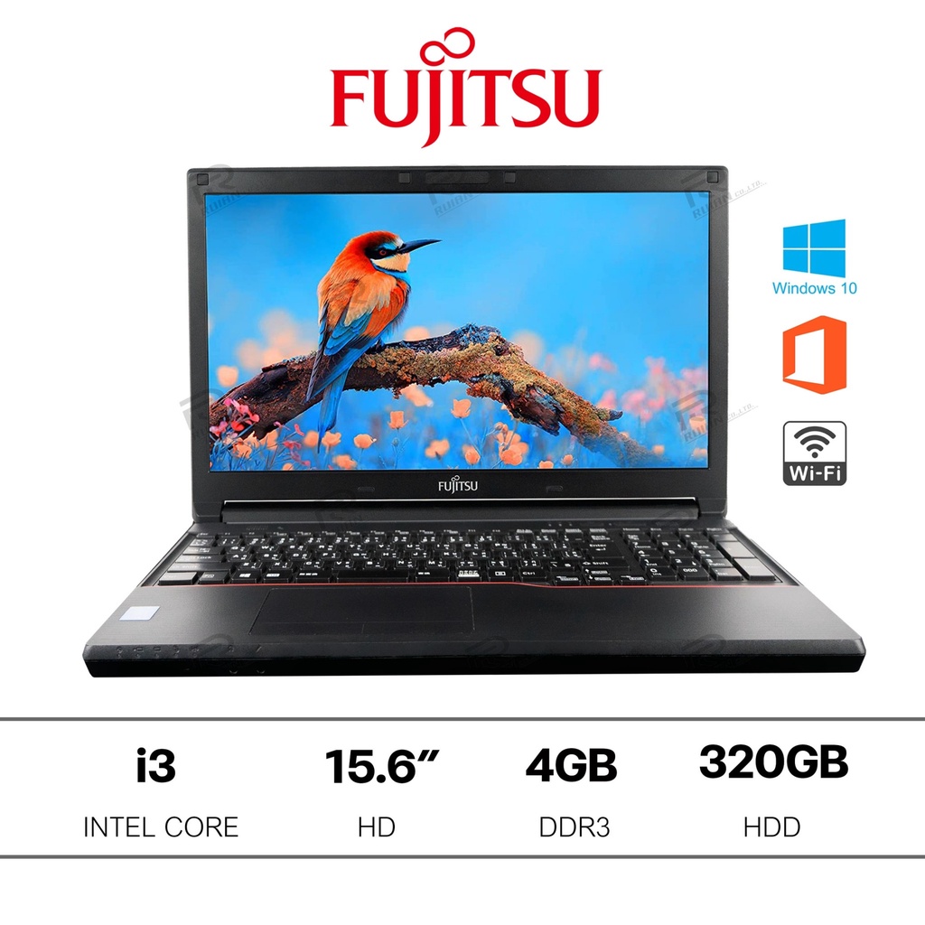 โน๊ตบุ๊คมือสอง FUJITSU A574/K 15.6นิ้ว / i3 Gen4 / HDD 320G / DDR3 4G ประกัน 3 เดือน  โน๊ตบุ๊ค Notebook Superlight