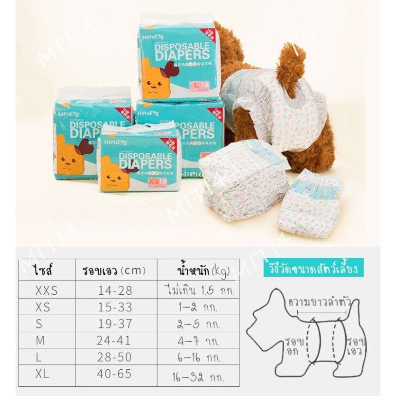 Doge&Orange พร้อมส่ง ผ้าอ้อมน้องหมา XXS-XL (1ห่อ=10ชิ้น) รอบเอว 14-65 ซม. ผ้าอ้อมสุนัข เพศเมีย ผ้าอ้อมสัตว์เลี้ยง ST035 - รูปที่ 2
