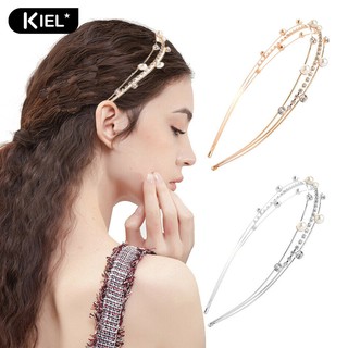 Kiel 🎀Women Multi-layer Imitation Pearls Rhinestone Thin Hair Hoop Accessory