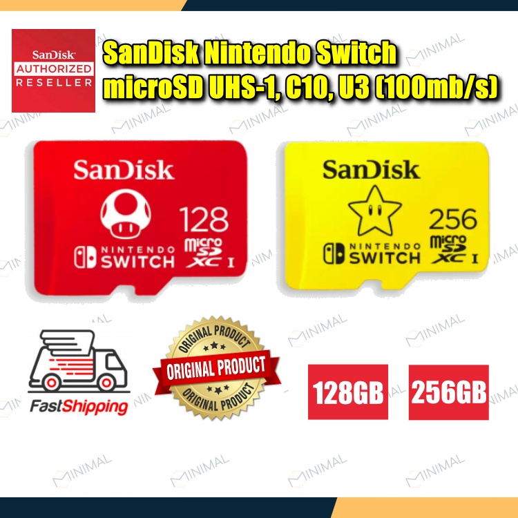 SanDisk NINTENDO SWITCH MicroSD UHS-I C10 U3 (100mb/s) 128GB / 256GB