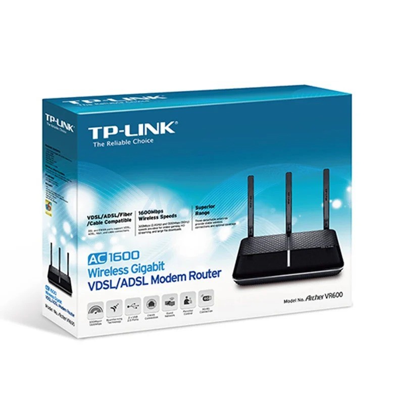 VDSL/ADSL Modem Router TP-LINK (Archer VR600) Wireless AC1600 Dual Band Gigabit