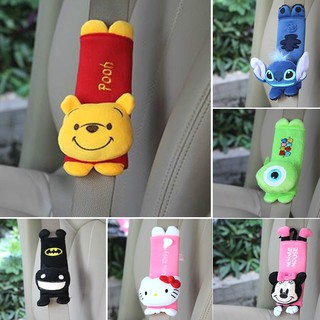 ปลอกหุ้มสายเข็มขัดนิรภัยรถยนต์ ลายการ์ตูน 2 ชิ้น วินนี่เดอะพูห์ มินนี่ มิกกี้