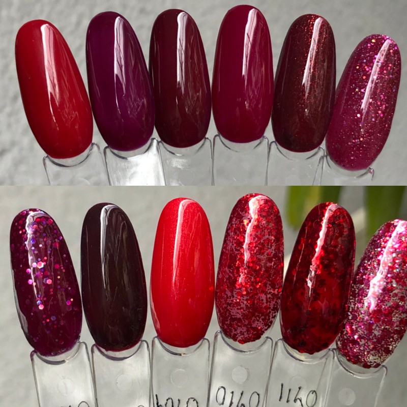 (ราคาต่อขวด) สีเจลสีแดงพื้น สีแดงกากเพชร Jellymerry ขนาด 12ml.
