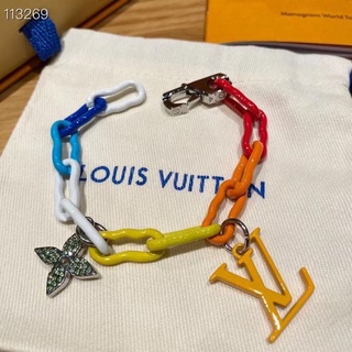 LOUIS VUITTON LV MONOGRAM RAINBOW MULTICOLOR CHARMS BRACELET SANS LIGNE ESTHETIQUE สร้อยข้อมือโซ่หลุยส์วิตตอง ห้อย LV