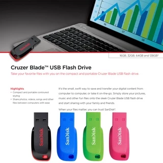 SanDisk Flash Drive CRUZER BLADE 32GB USB2.0 (SDCZ50_032G_B35) แฟลชไดรฟ์ แซนดิส ใส่ โน๊ตบุ๊ค