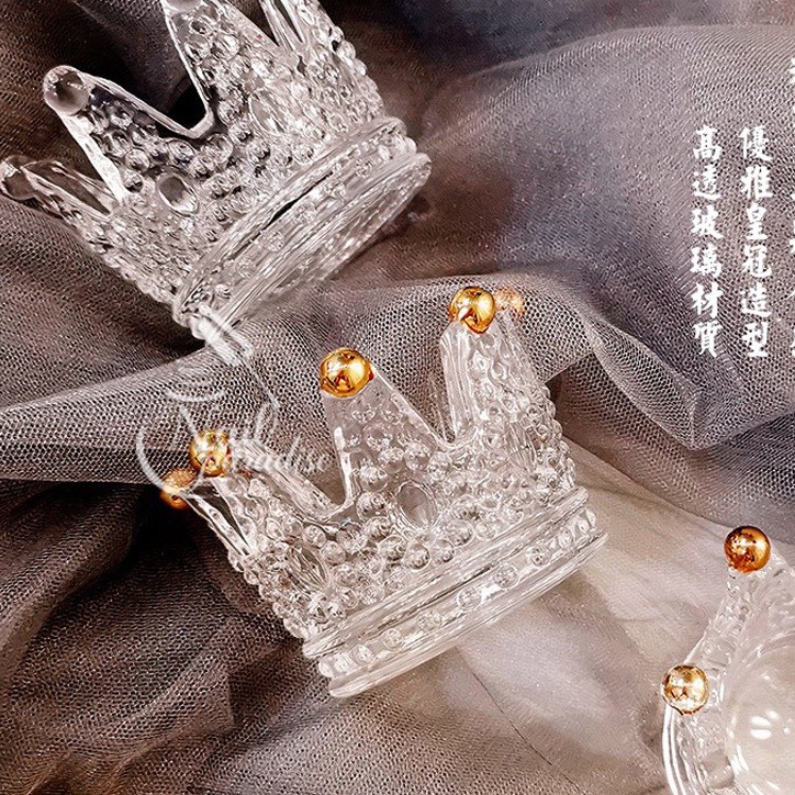 ถ้วยเเก้วมงกุฎใส คริสตัลทำจากแก้วเคลือบเงาฮาโลแกรม แก้วล้างพู่กันทำเล็บ พรอพถ่ายรูป Nail Cup Acrylic