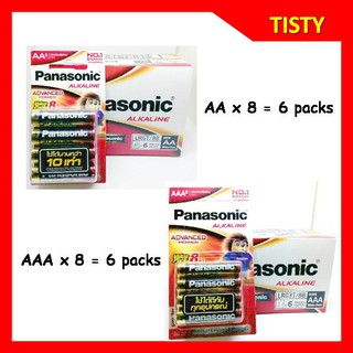 แท้ 100% ยกกล่อง 6 Pack  AA / AAA (Pack 8) ถ่านอัลคาไลน์ Panasonic Alkaline Battery