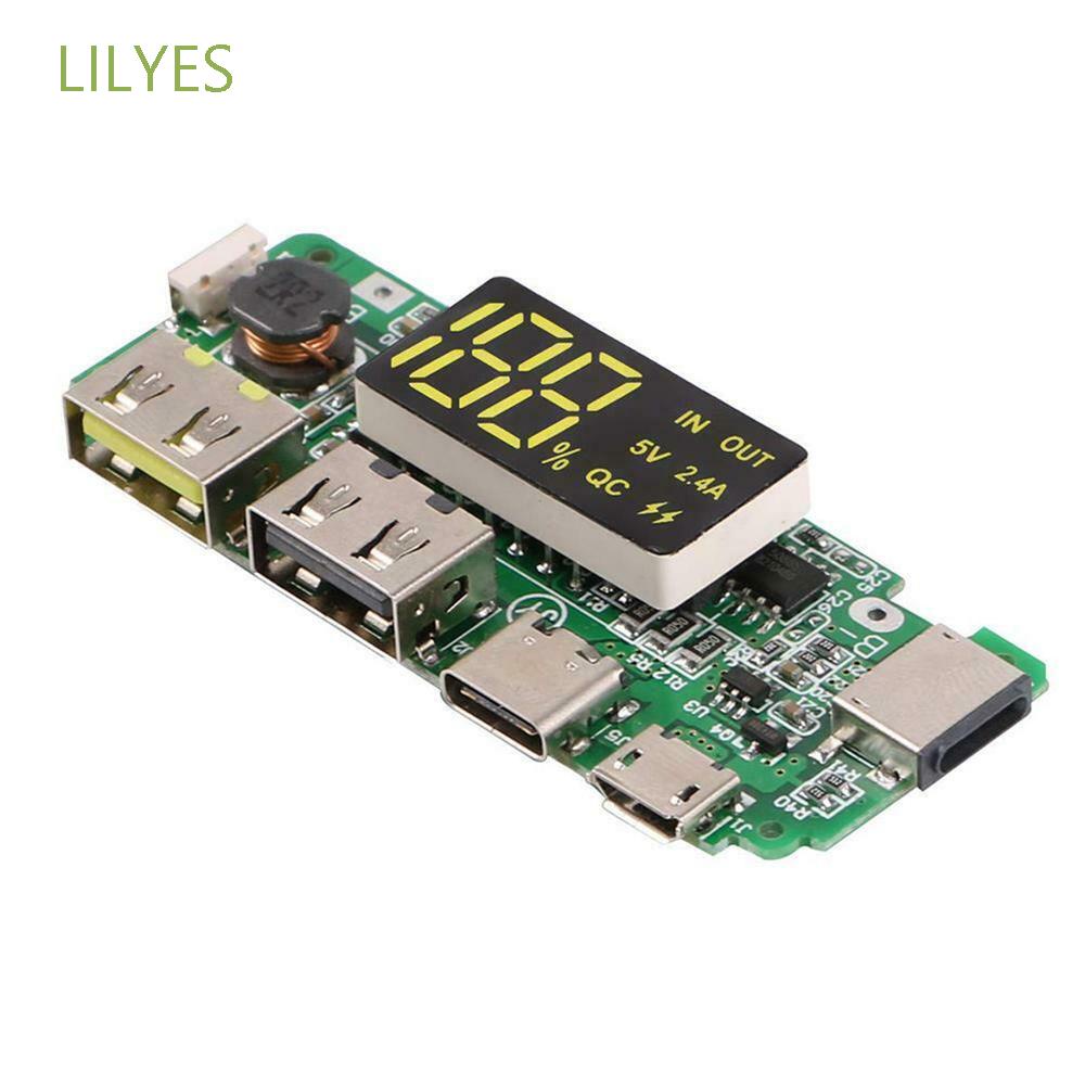 LILYES for Mobile Power Bank Battery Charger Board LED Digital Screen Lithium Battery Charger 18650 Charging Dual USB Charging Module Durable Micro/Type-C USB 5V 2.4A Circuit Protection USB Charging