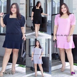 Dress #Bigsize เดรสคอเหลี่ยมแขนตุ๊กตา TW7872