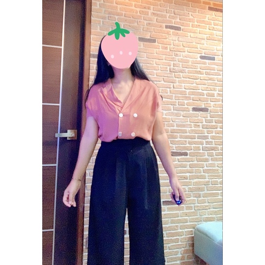 ส่งต่อเสื้อแนวเกาหลี แบรนด์มาซาย่า MASAYAใส่สบาย design by Korea สีโอรส กระดุมน่ารักค่ะชม