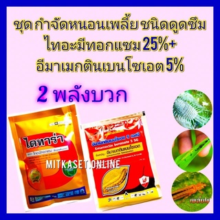 ชุด กำจัดหนอนเพลี้ย ชนิดดูดซึม อีมาเมกตินเบนโซเอต 5% 100g+ ไทอะมีทอกแซม 25% 100g ยาฆ่าหนอน ยาฆ่าเพลี้ย กำจัดหนอนเพลี้ย