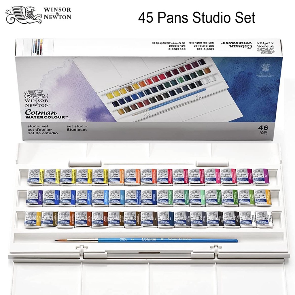 Winsor & Newton Cotman 45 สี ชุดสตูดิโอสีน้ํา สีเม็ดสี