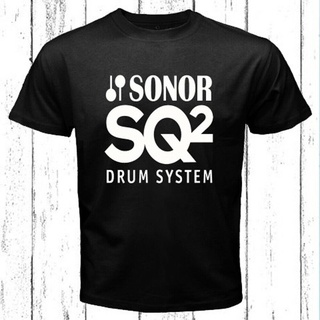 เสื้อยืดสีขาวเสื้อยืดแขนสั้น คอกลม พิมพ์ลายโลโก้ Sonor Drum System Sq2 แฟชั่นยอดนิยมS-4XL