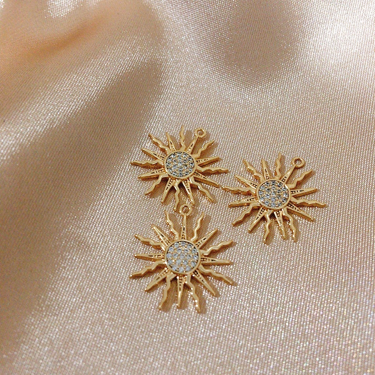 จี้สร้อยคอ สร้อยข้อมือ ชุบทอง 18K ประดับเพทาย DIY