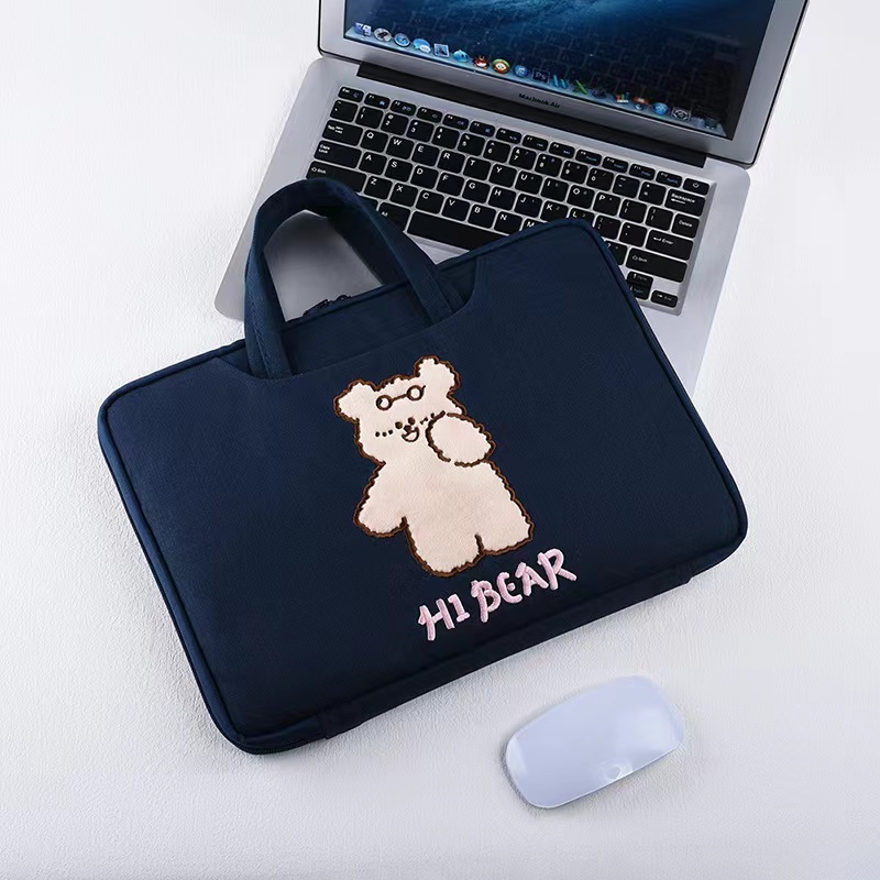 Cute Bear Laptop Handbag Organizer 13.3 14 15.6 16 Inch for Ipad Pro 12.9 Macbook A2442 A2337 Dell HP Computer Bag Acces