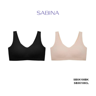 SABINA BRALESS เสื้อชั้นใน (Set 2 ชิ้น) Seamless (ไม่มีโครง) รุ่น Soft Collection รหัส SBXK108BK+SBXK108CL สีดำ/เนื้ออ่อน