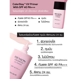 ปลอมคืนเงิน Revlon Colorstay UV Primer SPF 40 PA+++ 30ml เรฟลอน ไพรเมอร์ เนื้อลิควิด คุมมัน กันแดด