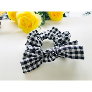 โดนัทมัดผม ยางมัดผม โดนัทมัดโบว์ ผ้าคอตตอน ยางรัดผม Donut bun bow maker Elastic Handmade Vintage Scrunchies Ponytai