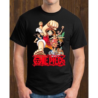 One Piece เสื้อยืดคอกลม  อะนิเมะลูฟี่และเพื่อนเสื้อยืดบุรุษเสื้อยืดที่มีคุณภาพสูง