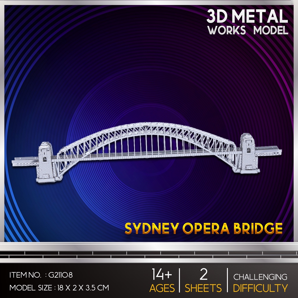 โมเดลโลหะ 3 มิติ Sydney Harbour Bridge G21108  สินค้าเป็นแผ่นโลหะประกอบเอง สินค้าพร้อมส่ง