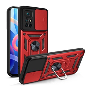 Lens Protection Armor Shockproof Case Xiaomi Redmi Note 11 Pro 11S 4G 5G 2022 Casing Car Magnetic Finger Ring Stand Push Pull Camera Protect Cover