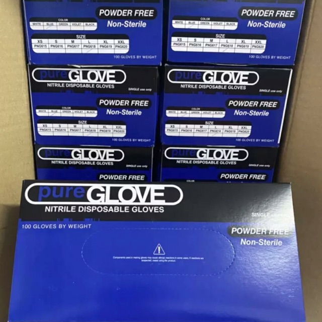 ถุงมือไนไตร สีฟ้าหนา3mm ถุงมือpure glove