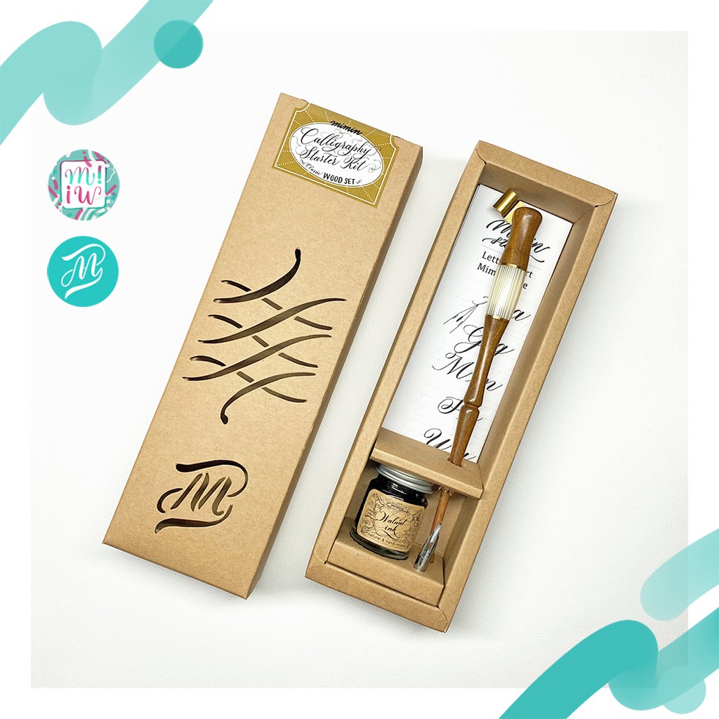 Calligraphy Starter kit Classic Wood ชุดฝึกเขียน ปากกาคอแร้ง เขียนอักษร Dip pen Wood oblique pen hol