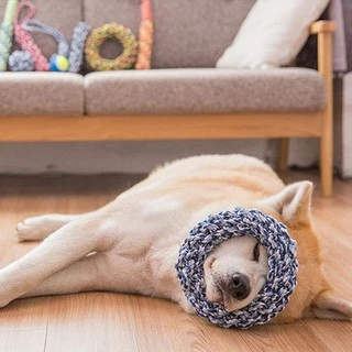 Happy PETs ของเล่นสุนัข เชือกกัดวงกลม สำหรับสุนัขขนาดใหญ่ เชือกขัดฟัน ของเล่นหมา